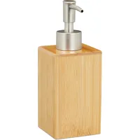 Relaxdays Seifenspender, nachfüllbar, Pumpspender, Bambus & Kunststoff, 200 ml,