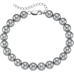 Armband SMART JEWEL "mit Muschel-Perlen, Silber 925", grau, Armbänder, Herren, 23cm, Silber 925 (Sterlingsilber)