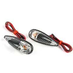 Blinker / Lampen zum Aufkleben Tropfenform Fender carbon / weiß / orange