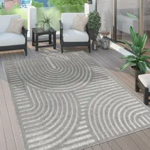 Paco Home Outdoor Teppich wetterfest & Skandi 3d-optik für Balkon, Garten, 60x100 cm, Grau 4