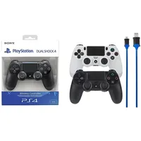 Sony Dualshock 4 Gamepad PlayStation 4, Schwarz + Amazon Basics - Controller-Ladekabel für die PlayStation 4-2er-Pack