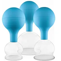 PULOX Schröpfgläser aus Echtglas 3 Stück. diverse Größen groß Blau 3 St