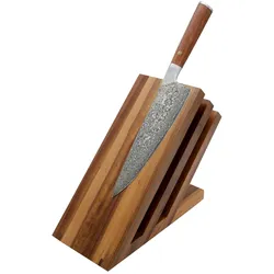 Zayiko hochwertiger magnetischer Messerblock Messerbrett Fächer Nussbaum für bis zu 6 Messer