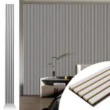 Art3d Akustikplatte für Wand und Decke 3D-geriffelt schallabsorbierende Platte mit Holz-Finish gebürstetes Silber 272 x 20 cm 4 Stück