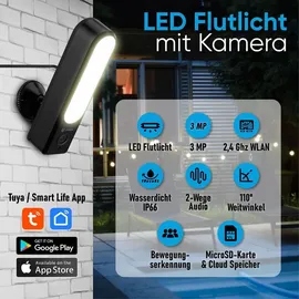 LuVision LED Außenleuchte mit WLAN Kamera Flutlicht Lampe 2K Überwachungskamera Bewegungsmelder Tuya