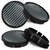 SkinoEu Kompatibel für Nabendeckel VW 66mm 5G0601171XQI Radnabenabdeckung für Alufelgen Felgendeckel Nabenkappe Radkappen Schwarz Kohlenstoff Carbon CR 12