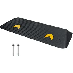 VEVOR Schwellenrampe Vollgummi Türschwellenrampe 15Tonnen Tragfähigkkeit Bordsteinrampe mit Kanal 110x32x3,8cm Rollstuhlrampe Auffahrrampe Gummirampe Ideal für unebenen Boden Bordsteinkanten