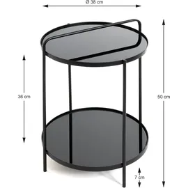Haku-Möbel Beistelltisch Schwarz Metall rund 38x51x38 cm