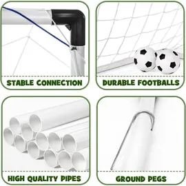 luxuskollektion 2er Set Kinder Fußballtore mit Fußbällen und Luftpumpe