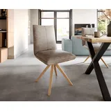 DELIFE Polsterstuhl Lelio-Flex, Holzgestell kantig Natur Mikrofaser Taupe Vintage Taschenfederkern grau