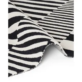 ELLE DECORATION Wollteppich Flux schwarz, Weiß, B:120cm H:12mm L:180cm, Oberfläche: 100% Wolle, Rückseite: 100% Baumwolle, Teppiche, Wolle, Natur, Wohnzimmer, schwarz weiss, Geometrisch, Streifen