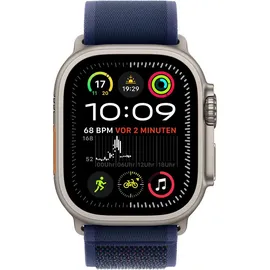 Apple Watch Ultra 2 GPS + Cellular 49 mm Titangehäuse natur, Trail Loop Armband blau M/L