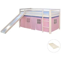 Homestyle4u Hochbett Weiß Rosa, Holz, Kinder- & Jugendzimmer, Kindermöbel, Kinderbetten, Hochbetten