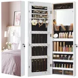Songmics Schmuckschrank mit LED-Beleuchtung, Spiegelschrank, Schmuck-Organizer, Wandschrank mit Ganzkörperspiegel