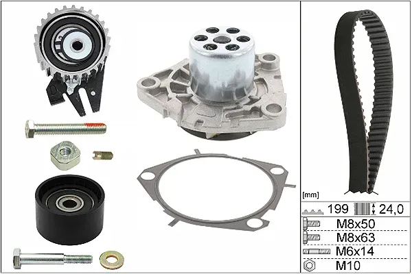 INA Wasserpumpe + Zahnriemensatz 530056230 für Vaughall Fiat ALFA ROMEO JEEP CHEVROLET CADILLAC Suzuki