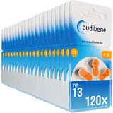 audibene Hörgerätebatterien Typ 13 orange, Batterien für Hörgeräte 120 Stück Vorratspack, Made in Germany, Wireless Approved, quecksilberfrei