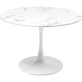 Kare Tisch Veneto Marmor, Weiß, Ø110cm, rund, Naturstein Mineralmarmor, Tischfuß Stahl, Esstisch für 4-6 Personen