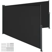 Tectake Seitenmarkise 200 x 600 cm schwarz Aluminium