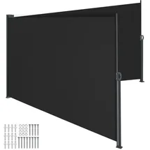 Tectake Seitenmarkise 200 x 600 cm schwarz Aluminium