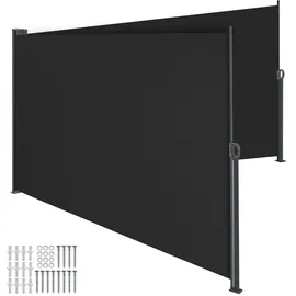 Tectake Seitenmarkise 200 x 600 cm schwarz Aluminium