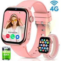 2025 NEW 1000mAh 4G Kinder Smartwatch mit GPS & Telefonfunktion Smartwatch für 4–12 Jungen und Mädchen, für Android und IOS - Rosa