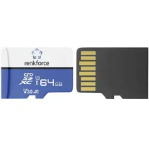 Renkforce RFmSD64 microSDXC-Karte 64 GB A1 Application Performance Class, v30 Video Speed Class inkl. SD-Adapter