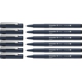 Schneider Pictus Fineliner (Strichstärke 0,5 mm, dokumentenechte Pigmentliner, metallgefasste Spitze, Gehäuse aus 85% recyceltem Kunststoff) 6er Pack, schwarz