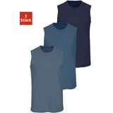 H.I.S. Muscleshirt H.I.S, Herren, Gr. 10/4XL, blau (dunkelblau, mittelblau, blau), Jersey, Obermaterial: 100% Baumwolle, unifarben, Basic, figurbetont normal, Rundhals, Shirts, mit Rundhalsausschnitt