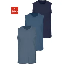 H.I.S. Muscleshirt H.I.S, Herren, Gr. 10/4XL, blau (dunkelblau, mittelblau, blau), Jersey, Obermaterial: 100% Baumwolle, unifarben, Basic, figurbetont normal, Rundhals, Shirts, mit Rundhalsausschnitt