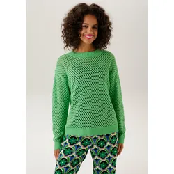 Strickpullover, mit coolen Lochmuster, Gr. 36, grün, , 86037512-36