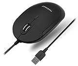 Macally Silent Wired Mouse - Slim & Compact USB Mouse for Apple Mac or Windows PC Laptop/Desktop - Designed with Optical Sensor & DPI Switch - Simple & Comfortable Wired Computer Mouse (Black)