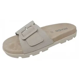 ROHDE Damen Pantolette aus Veloursleder mit überzogener Schnalle Venezia 6311, Größe:42 EU, Farbe:Beige - 42