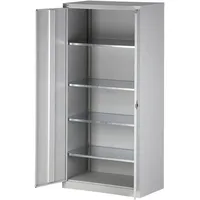 BISLEY Flügeltürenschrank Universal, 4 verzinkte Fachböden, 5 OH, T 500 mm, Farb