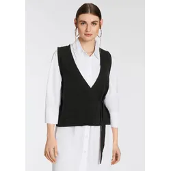 Wickelstrickjacke OTTO PRODUCTS "GOTS zertifiziert-CIRCULAR COLLECTION", Damen, Gr. 40/42, schwarz, Strick, Obermaterial: 100% Baumwolle, clean, unifarben, Basic, bequem hüftlang, tiefer V-Ausschnitt, ohne Ärmel, Strickjacken, CIRCULAR COLLECTION