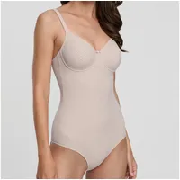 Susa Body mit Bügel Montreal I Softer Damenbody aus Nyon I Elastischer Bodysuit mit hohem I Gefütterter Schritt I Mit Häkchenverschluss I beige 85C