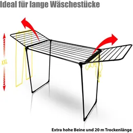 BigDean Wäscheständer 20m extra hoch & dicke Leinen - Wäschetrockner Europe