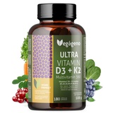 Vitamin D3 und K2 – 180 vegane Kapseln mit Vitamin C, E, B-Komplex, Biotin, Folsäure und Mineralstoffen wie Zink, Selen und Magnesium