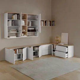 livinity® Wohnwand, Piave Weiß/Sonoma 5 Teile