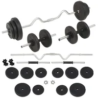vidaXL Langhantel- und Kurzhantelset 30 kg schwarz