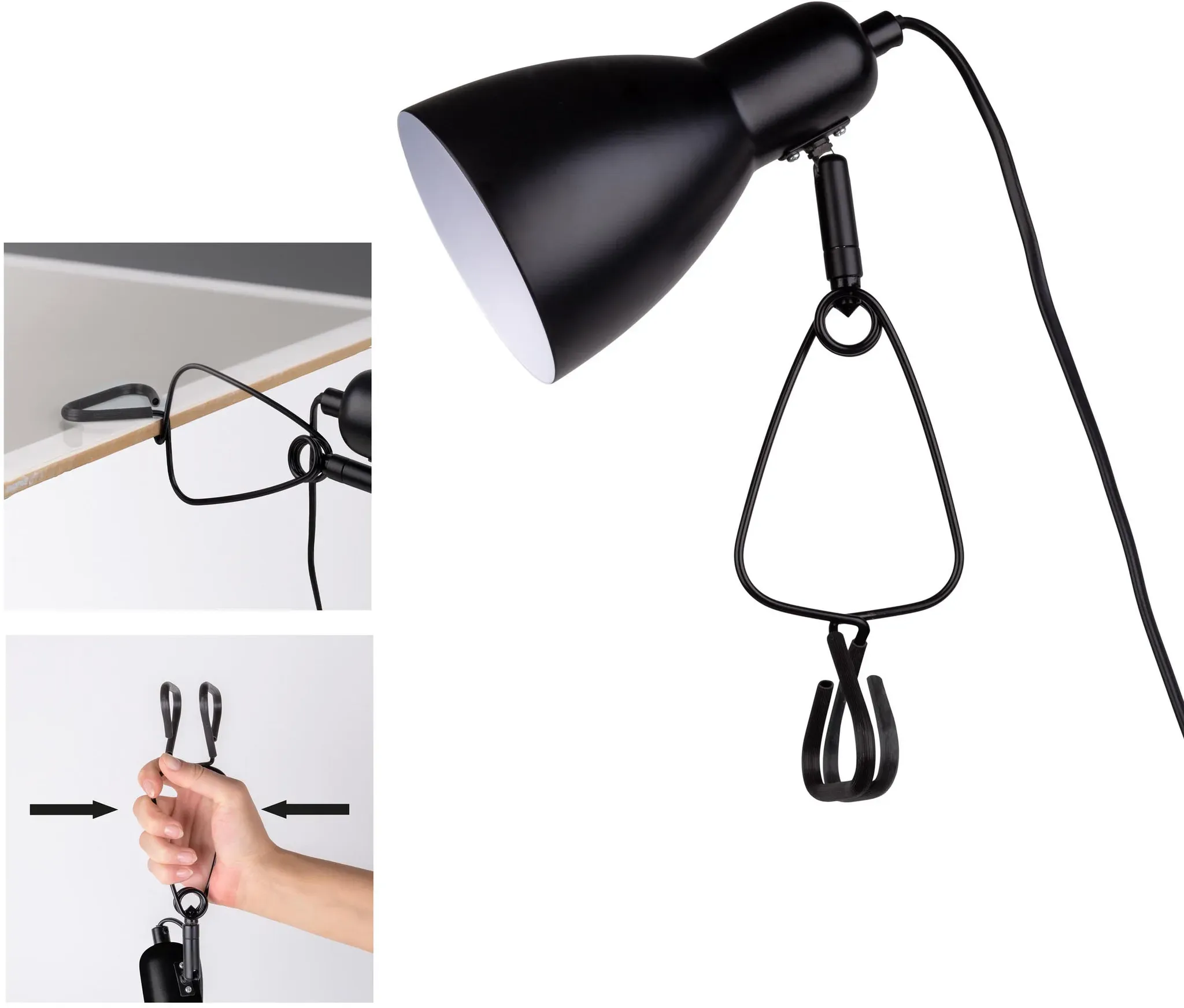 NÄVE Tischleuchte ""MARA"", schwarz (schwarz matt), Ø 10,50cm H: 28,00cm, Lampen, Kann durch Klammer überall befestigt werden; Exkl.1xE14 max.18W