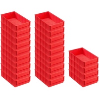 SuperSparSet 24x Rote Industriebox 300 B | HxBxT 8,1x18,3x30cm | 3,4 Liter | Sichtlagerkasten, Sortimentskasten, Sortimentsbox, Kleinteilebox