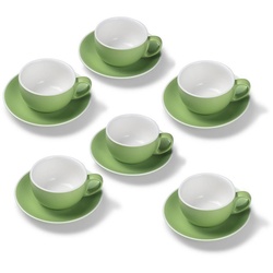 Terra Home Tasse Terra Home 6er Milchkaffeetassen-Set, Grün matt, Porzellan grün