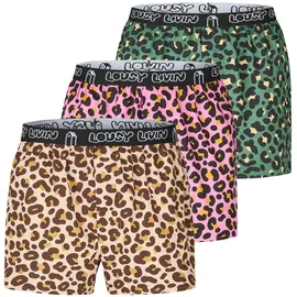 Lousy Livin Boxershorts mit lässigem Leo-Print rosa L 3er Pack