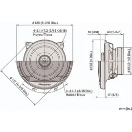 Pioneer TS-A1081F, 2-Wege, 230 W, 50 W, 4 Ohm, 90 dB, 82 - 40000 Hz