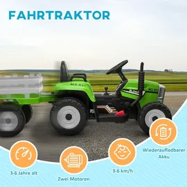 Homcom Kinder-Elektrotraktor Aufsitztraktor Grün (onesize)