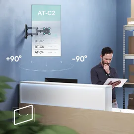 ONKRON Vollbewegliche Wandhalterung für TV oder Monitor 10-35 max. 20 kg, Schwarz R4