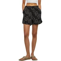 URBAN CLASSICS Ladies AOP Viscose Resort Short in Schwarz,