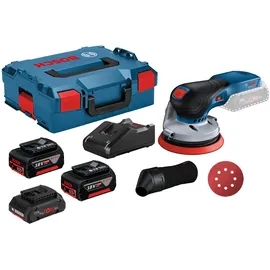 Bosch GEX 18V-125 inkl. 1x 4,0 Ah + 1x 4,0 Ah ProCORE18V + 1x 5,0 Ah Akku + Ladegerät in L-Boxx