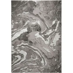 Kadima Design Luxuriöser Wohnzimmer Teppich `Ouse Joy`, Metallische Marmorierung - Farbe: Silber, 200x290 cm