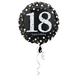 Amscan 3323901 - Standard Folienballon Happy Birthday 18, Durchmesser circa 43 cm, Heliumballon, Geburtstag
